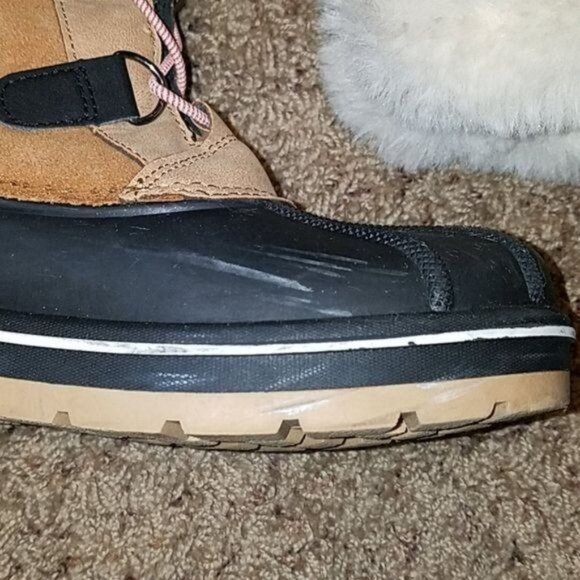 Cat & Jack Boots Leather Fur Winter SNOW Waterproof Kids YOUTH GIRLS Size 5 - Picture 4 of 11